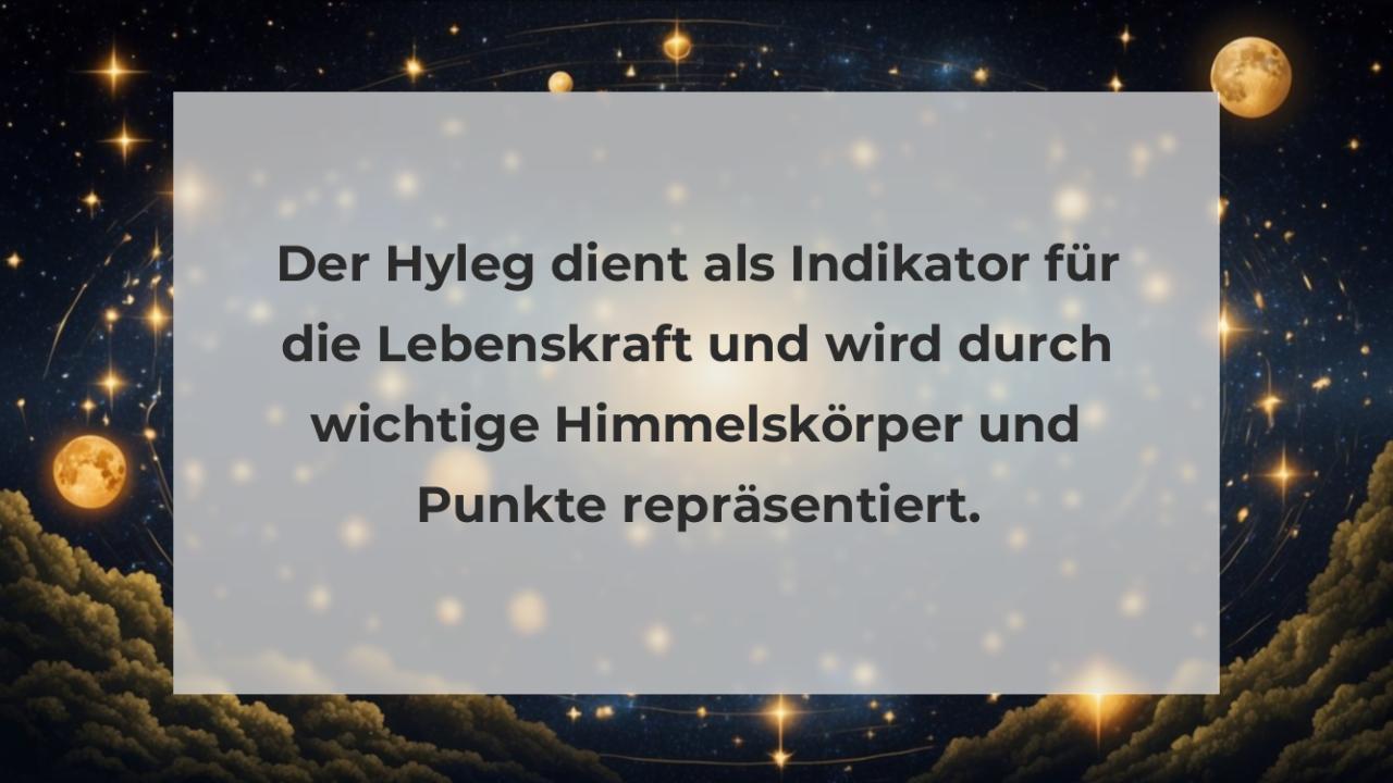 Der Hyleg dient als Indikator für die Lebenskraft und wird durch wichtige Himmelskörper und Punkte repräsentiert.