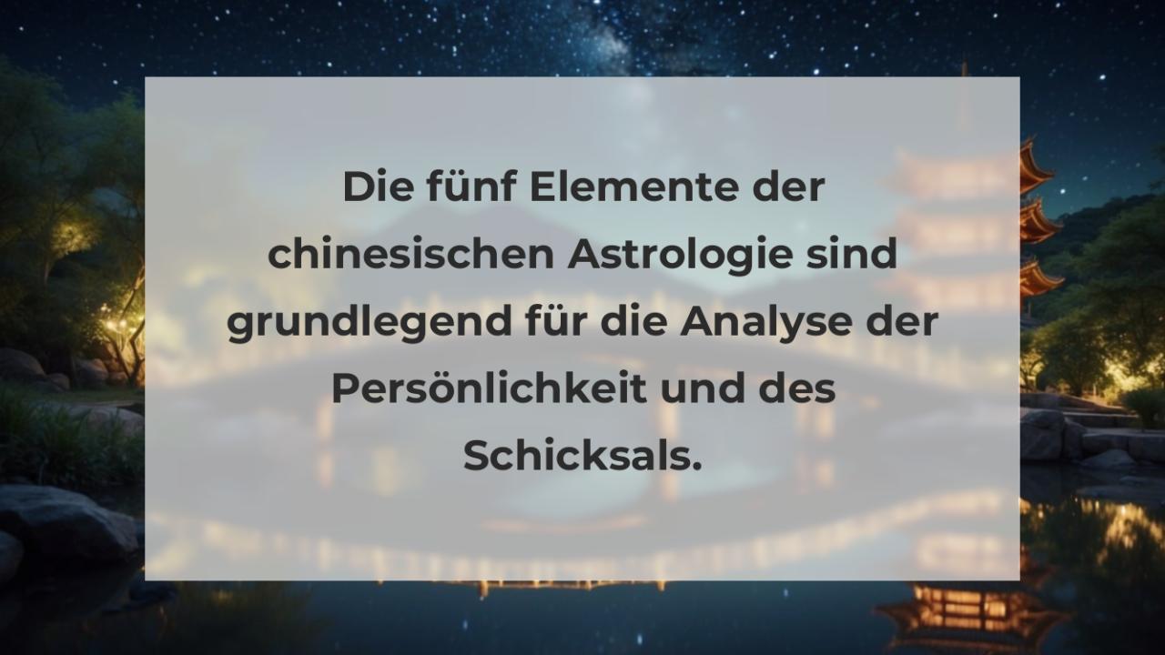 Die fünf Elemente der chinesischen Astrologie sind grundlegend für die Analyse der Persönlichkeit und des Schicksals.