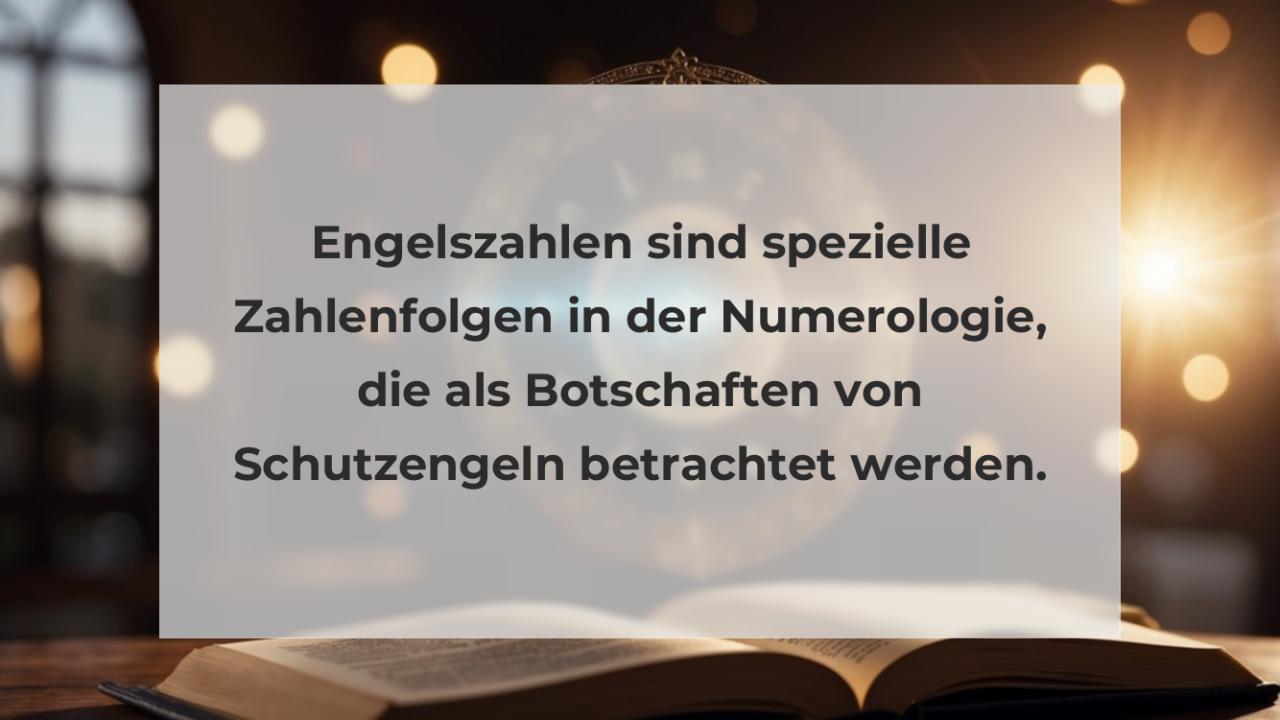 Engelszahlen sind spezielle Zahlenfolgen in der Numerologie, die als Botschaften von Schutzengeln betrachtet werden.