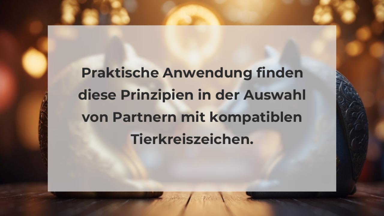 Praktische Anwendung finden diese Prinzipien in der Auswahl von Partnern mit kompatiblen Tierkreiszeichen.